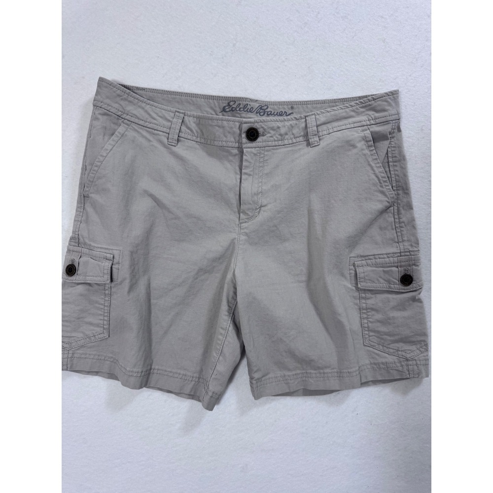 Eddie Bauer Womens Petite 12 Tan Cargo Shorts Cotton Stretch Hiking Outdoor P12